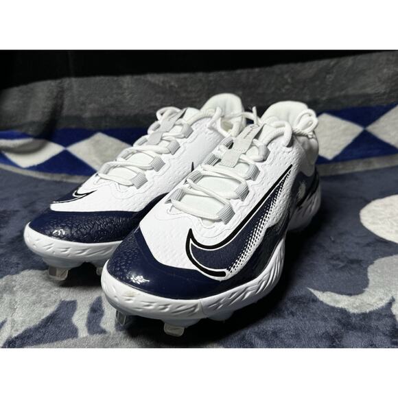 Nike Alpha Huarache Elite 4 White Navy Baseball Cleats DR6851-101 Men’s Sz 8 - Picture 1 of 10